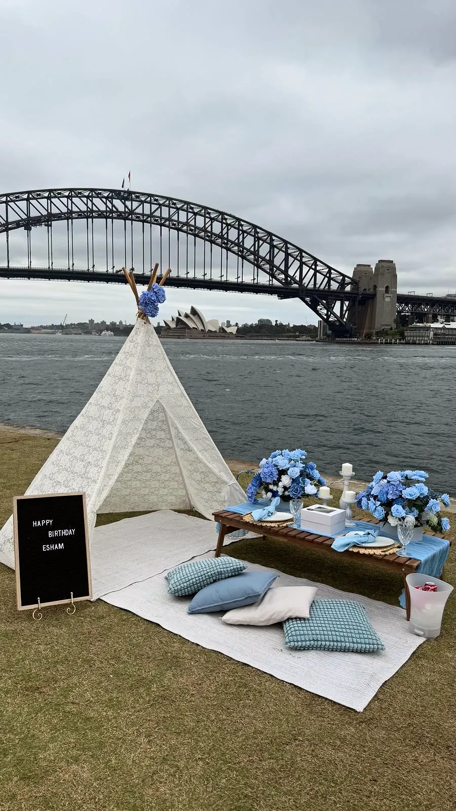 Blue luxury picnic setup by LC Events